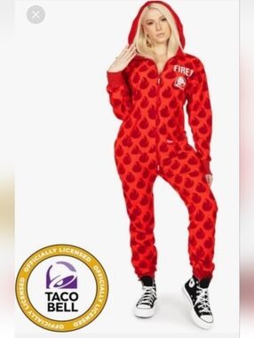 Tipsy Elves Taco Bell Fire! Sauce Unisex Onesie Size Medium